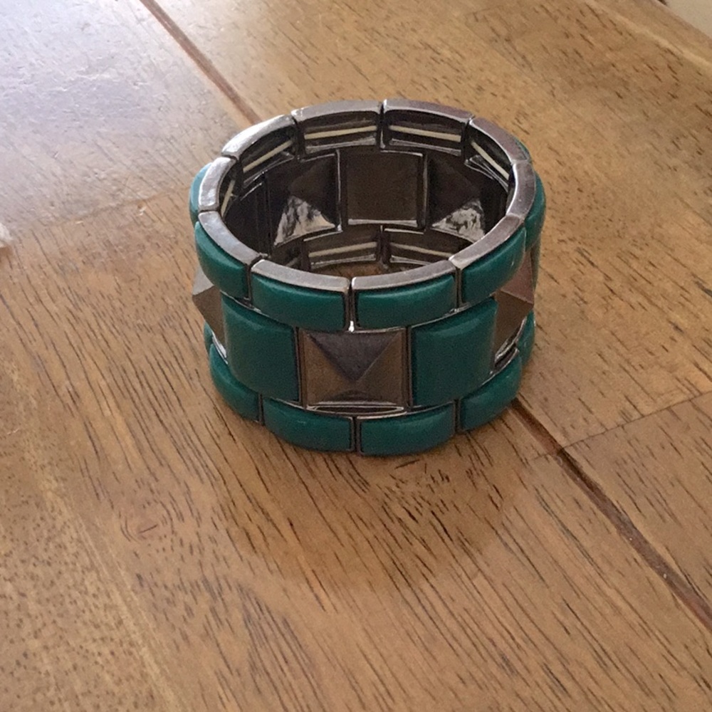 Stretchy Teal and Silver bracelet